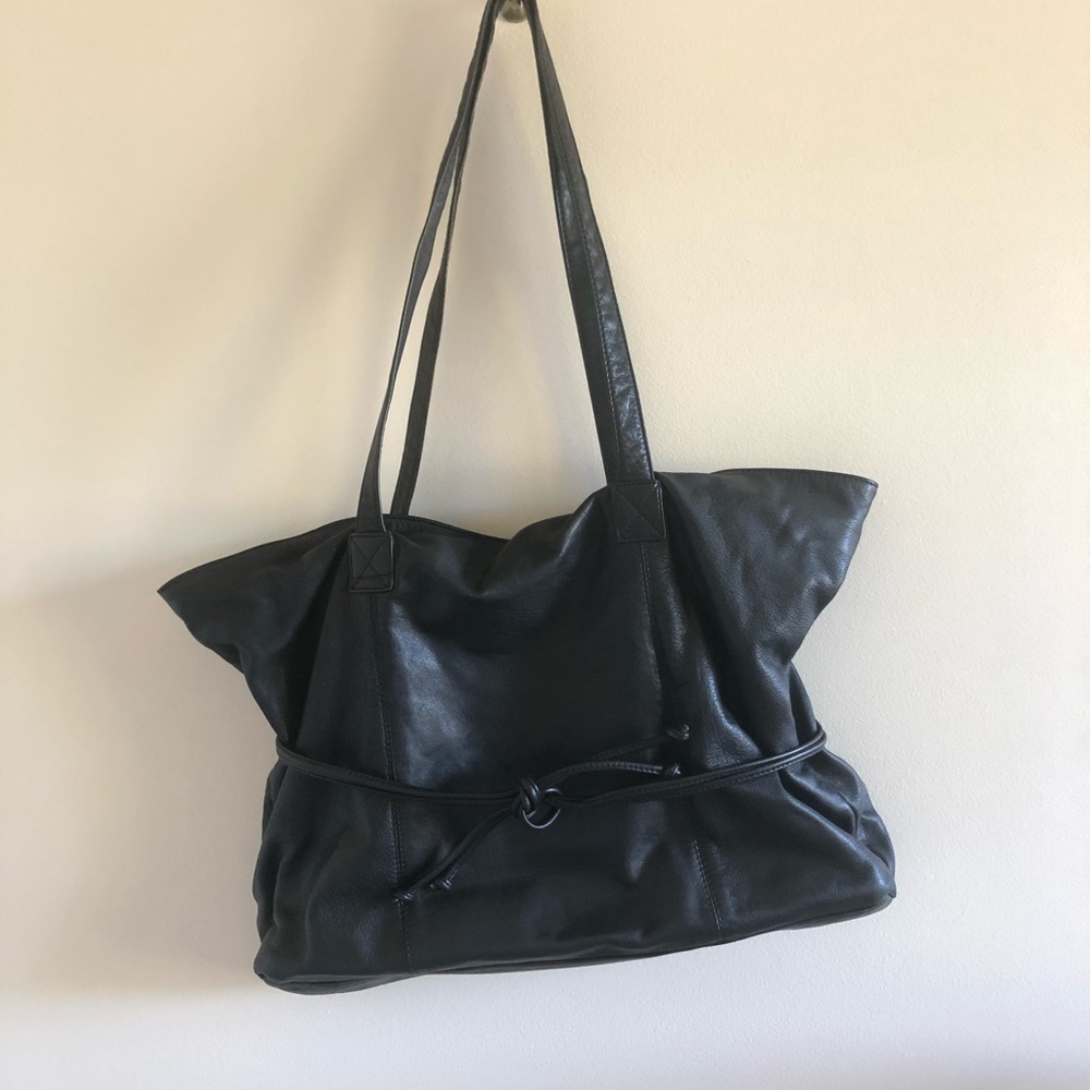 Black leather bag